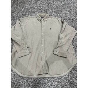 Ralph Lauren Blake Khaki Corduroy Button Up Men Shirt Size XL (1964)